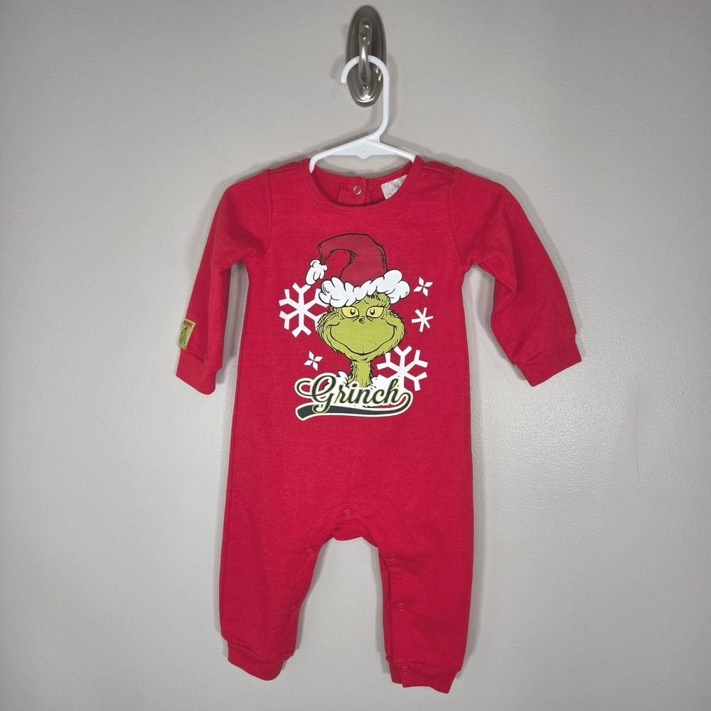 The Grinch Baby Christmas Romper 6-9 Months Footless One Piece Holiday Pajamas